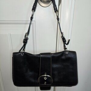 Retro 2000s COACH 9741 Black Leather Soho Buckle Shoulder Bag